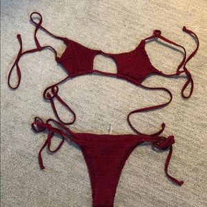 Zaful maroon scrunch bikini